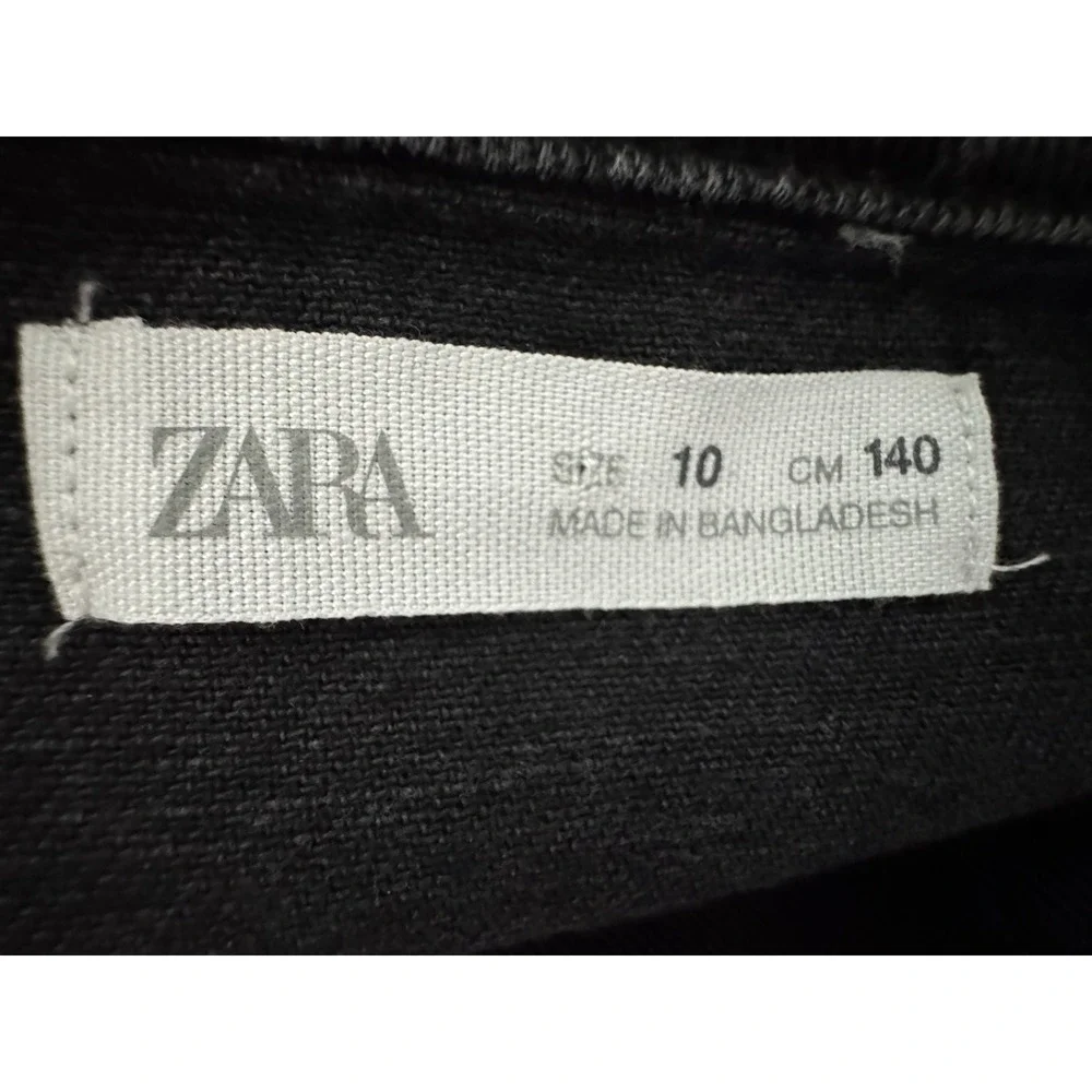 Zara Girl's Black Denim Studded Fringed Shirt Jacket Black Size 10 Snap